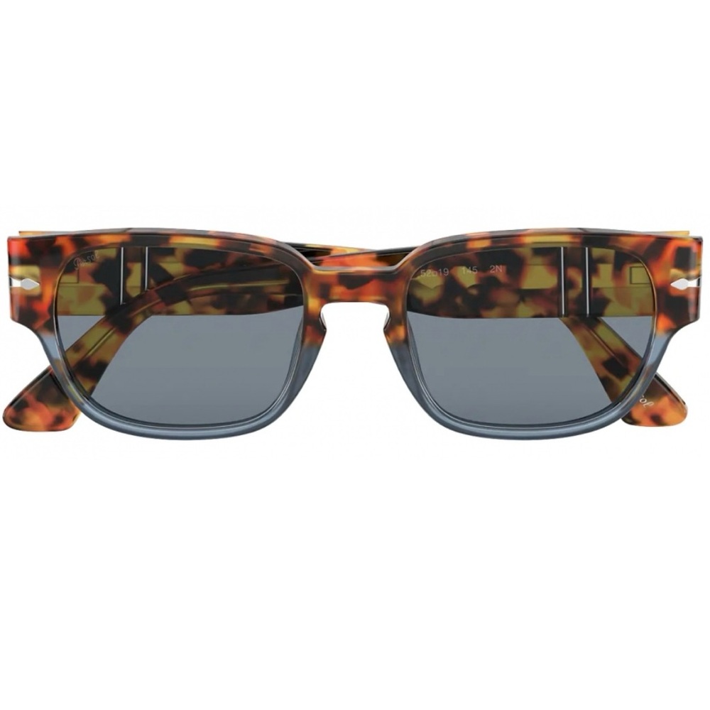 **SOLD** Persol Men’s Brown Tortoise-Opal Blue / Light Blue Rectangle Sunglasses